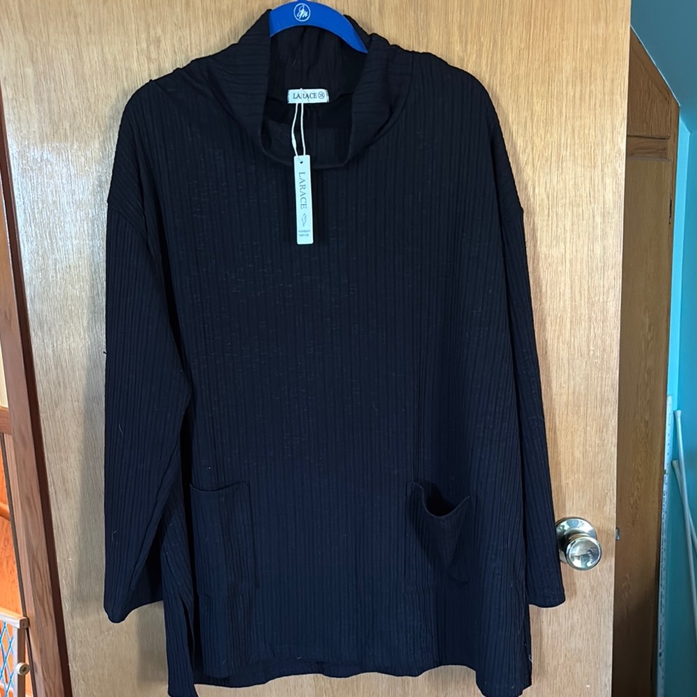 Black Cowl Neck Sweater with Turtleneck Style